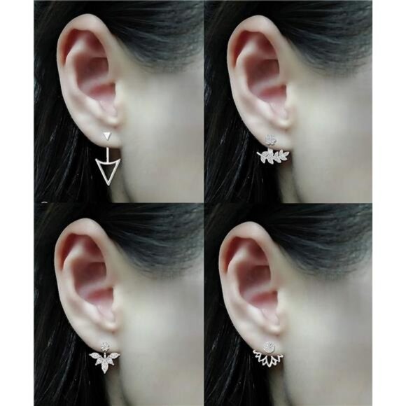 Tornito 6-12 Pairs Lotus Flower Earring Studs Chic CZ Earrings Jackets - Picture 2 of 12